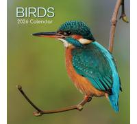 The Gifted Stationary - Calendario de pared cuadrado 2026, pájaros, calendario colgante con temática de animales de 16 meses con 180 calcomanías recordatorias, planificador mensual para el hogar o