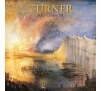 The Gifted Stationery Calendario de pared cuadrado 2026, calendario de pared de 16 meses, planificador 2026, planificador mejorado con calcomanías, obras de arte Turner, 180 calcomanías, 12 x 12