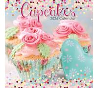 The Gifted Stationery Calendario de pared cuadrado 2026, cupcakes, calendario colgante de 16 meses con 180 calcomanías recordatorias, planificador mensual para el hogar o espacios creativos, 12 x 12