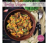 The Gifted Stationery Calendario de pared cuadrado 2026, recetas veganas, calendario colgante con temática de alimentos de 16 meses con 180 calcomanías recordatorias, planificador familiar mensual