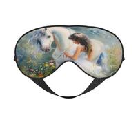 The Girl Led The White Horse - Antifaz para dormir con correa ajustable, cómoda cubierta para los ojos para viajes, yoga, siestas, dormir y relajarse