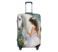 The Girl Led The White Horse - Funda elástica para equipaje de viaje, protector de maleta, funda de equipaje impresa antiarañazos, Black, L