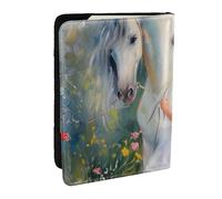 The Girl Led The White Horse - Funda para pasaporte con estampado de caballo blanco, funda de viaje para pasaporte, organizador para hombres y mujeres, 6.5 pulgadas, Black, Talla única