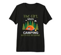 The Girl Loves Camping with Her Husband Camper Adventure Camiseta Premium