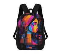 The Girl with A Pearl Earring - Neon Abstract Portrait Mochilas Infantiles Escolares Impresas En 3D, Mochilas Para Niños, Mochilas De Viaje Para Niños Y Niñas, Mochilas Escolares Para Niños 17inch