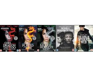 The Girl with the Dragon Tattoo 5 Film Collection DVD - The Girl with the Dragon Tattoo 1-2 / The Girl who Played with Fire / The Girl who Kicked the Hornet's Nest / The Girl In The Spider's Web DVD