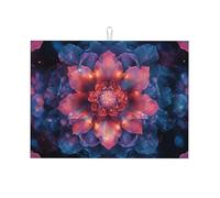 The Glowing Blue Red Flower - Tapete grande de microfibra para escurreplatos reutilizable, lavable, para accesorios de cocina, 45,7 x 61 cm