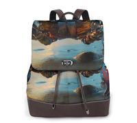 The Glowing Crabs on the Beach - Mochila de viaje para mujer, mochila casual, mochila de cuero estampada para mujer para el trabajo