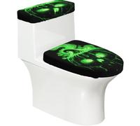 The Glowing Pumpkin - Juego de 2 fundas para inodoro y tanque, fundas de asiento de inodoro para baño, tela de poliéster, parte inferior elástica, suave, universal para la mayoría de tapas de inodoros