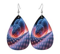 The Glowing Snake - Pendientes de piel con forma de lágrima para mujer, aretes colgantes ligeros de PVC, ganchos de plata 925, impresiones de doble cara, regalo hipoalergénico