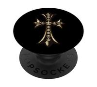 The Gold Pave Crown Cross PopSockets PopGrip Adhesivo