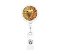 The Golden African Lion - Soporte retráctil para insignias, carrete de identificación duradero con cordón de nailon de 55 cm, clip giratorio de 360° para oficina, escuela, hospital