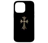 The Golden Beryl Cross Pave Diamonds Carcasa para iPhone 14 Pro MAX