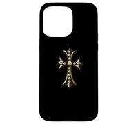The Golden Beryl Cross Pave Diamonds Carcasa para iPhone 15 Pro MAX
