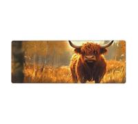 The Golden Grassland Consumes - Alfombrilla para mouse con estampado floral de ganado para laptop, alfombrilla de mouse grande con bordes cosidos, base de goma antideslizante larga para decoración de