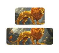 The Golden Lion Is - Juego de 2 tapetes de cocina acolchados grandes para decoración del hogar, tapetes de cocina antideslizantes y lavables, para lavandería, 43 x 119 cm + 43 x 76 cm