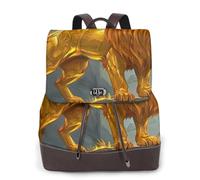 The Golden Lion is Large - Mochila de viaje para mujer, mochila casual, mochila de cuero estampada para mujer para el trabajo