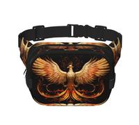 The Golden Phoenix - Bolso cruzado de moda con estampado de fénix dorado, bolsa de cintura para senderismo, bolsa de hombro cuadrada de doble capa para viajes y