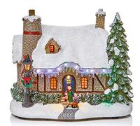 The Good Life Cabaña de Navidad con luces LED grandes de 26 cm de ancho