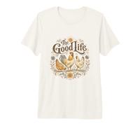 The Good Life Farm Gallo gallina diseño de Pollo Camiseta Premium