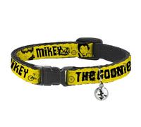 The Goonies Collar de gato, collar separable con campana, iconos de boca de datos de Mikey y logotipo amarillo, 8.5 a 12 pulgadas, 0.5 pulgadas de ancho