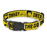 The Goonies - Collar para mascotas, collar de perro, hebilla de plástico, iconos de boca de datos de los Goonies Chunk Mikey y logotipo amarillo, 9.5 a 14.5 pulgadas de ancho