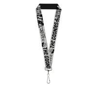 The Goonies Lanyard, The Goonies Quotes and Icons Collage Gris Negro Elástico