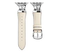 The Grace - Correa de piel auténtica para Apple Watch con conector entrelazado de diseño, ajuste delgado y elegante para 38/40/41/42 mm, compatible con iWatch Series 11 10 9 8 7 6 5 4 SE 3 2 1 (blanco