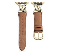 The Grace - Correa de piel auténtica para Apple Watch con conector entrelazado de diseño, ajuste delgado y elegante para 46/45/44/42 mm, compatible con iWatch Series 11 10 9 8 7 6 5 4 SE 3 2 1 (marrón