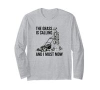 The Grass Is Calling and I Must Mow Skeleton Divertido papá Manga Larga