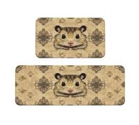 The Gray Little Mouse - Juego de 2 tapetes de cocina acolchados cómodos para decoración del hogar, fregadero, tapetes de cocina para suelo, antideslizantes, lavables, para lavandería, 17 x 47 pulgadas