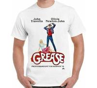 The Grease Movie Tshirt John Travolta Retro Musical Cool Danny Sandy Retro tee Men's White XXL