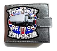 The Great British Trucker - Cartera antirrobo RFID de piel suave negra con bolsillo grande para monedas, Black, L, Clásico