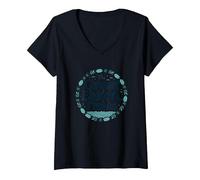 The Great Lake Times: Nostalgia Costera Camiseta Cuello V, Mujer, Negro, M