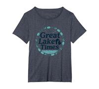 The Great Lake Times: Nostalgia Costera Camiseta, Mujer Tallas Grandes, Azul Jaspeado, 5XL Grande
