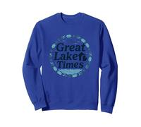 The Great Lake Times: Nostalgia Costera Sudadera, Unisex para Adultos, Azul Real, S