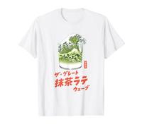 The Great Matcha Latte Wave Japanese Retro Pop Art Camiseta gráfica económica, Hombre, Blanco, M