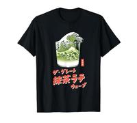 The Great Matcha Latte Wave Japanese Retro Pop Art Camiseta gráfica económica, Hombre, Negro, M