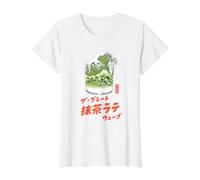 The Great Matcha Latte Wave Japanese Retro Pop Art Camiseta gráfica económica, Mujer, Blanco, XL
