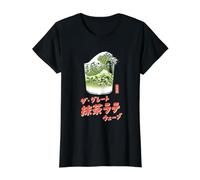 The Great Matcha Latte Wave Japanese Retro Pop Art Camiseta gráfica económica, Mujer, Negro, S