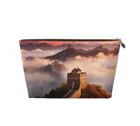 The Great Wall - Bolsa de cosméticos para mujer, de piel, portátil, de gran capacidad, con cremallera, bolsa de almacenamiento, Gold, Talla única