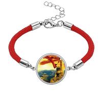 The Great Wall Lion Huabiao - Pulsera de cuerda roja de la suerte hecha a mano