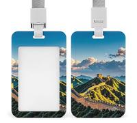 The Great Wall of China - Soporte para tarjetas de identificación con cordón separable vertical de plástico transparente, funda protectora para tarjetas, impermeable y resistente, soporte para