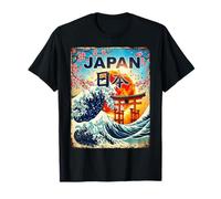 The Great Wave - Bandera Japonesa Envejecida de Recuerdo de Japón Camiseta