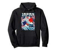 The Great Wave - Bandera Japonesa Envejecida de Recuerdo de Japón Sudadera con Capucha