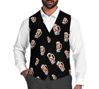 The Great Wave of Beer - Chalecos de traje para hombre, divertidos chalecos formales de negocios, chalecos de vestir, Estilo:, XL