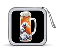 The Great Wave of Beer - Funda protectora de plástico duro con cordón, organizador de almacenamiento portátil para el hogar, coche, 40 CD, Estilo:, Talla única