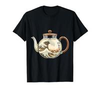 The Great Wave of Coffee Pot Lover Japón Jarra de Arte japonés Camiseta gráfica económica, Hombre, Negro, S
