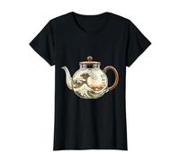 The Great Wave of Coffee Pot Lover Japón Jarra de Arte japonés Camiseta gráfica económica, Mujer, Negro, S