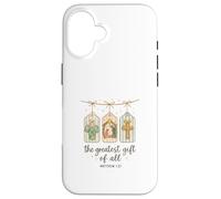 The Greatest Gifts of All Matthew 1:21 Nativity Watercolor Carcasa para iPhone 16